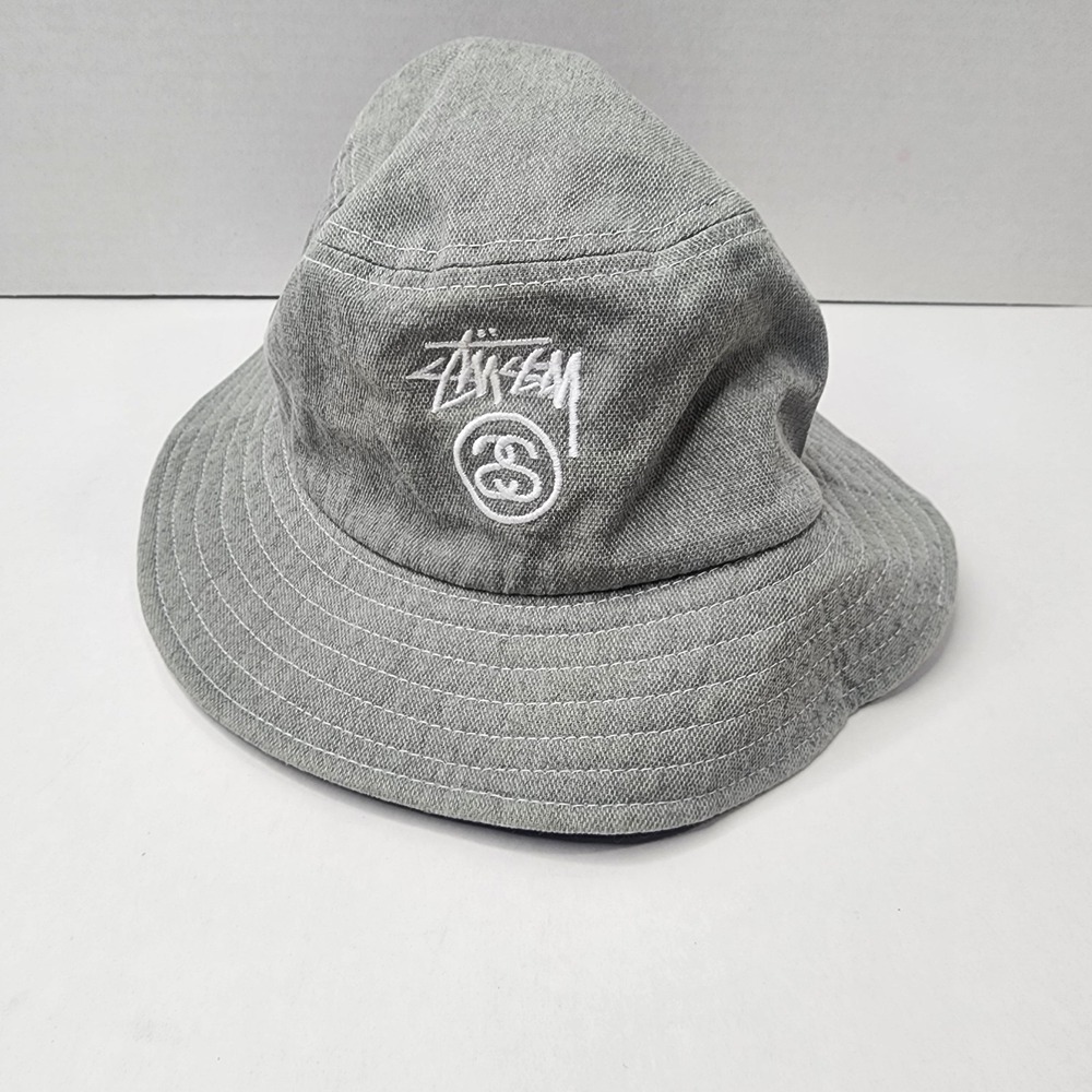 Stussy Bucket Hat Size S/M Green SS Link Logo Streetwear 100% Cotton
